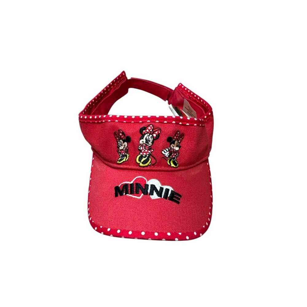 Walt Disney World Kids Minnie Mouse‎ Red Polka Dot Visor Hat Embroidered
